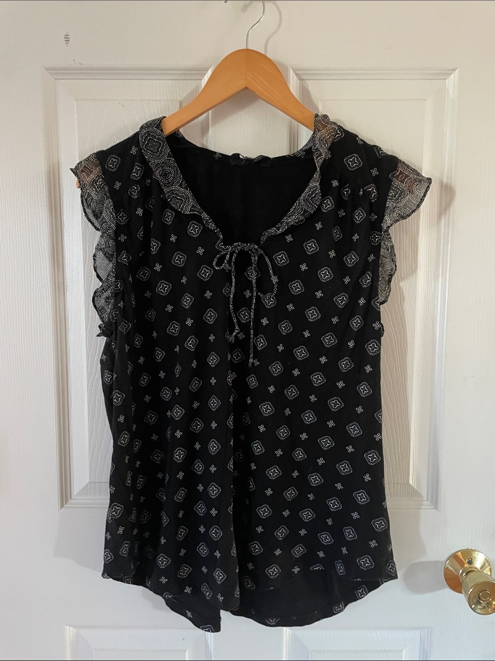 Lucky Brand Black Top with White Neckline Accents